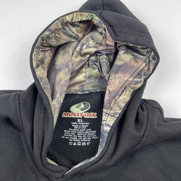 Mossy Oak Hoodie Sweatshirt Mens XL Camo Flag Pullover Hooded Outdoors Black - Picture 9 of 9